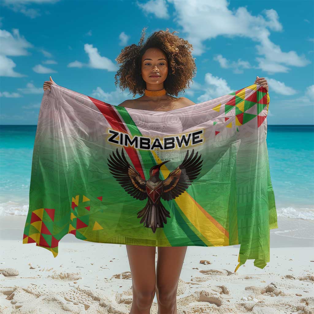 Vibe Zimbabwe Sarong Tribal-Inspired Background with Geometric Flag Color Design TS04