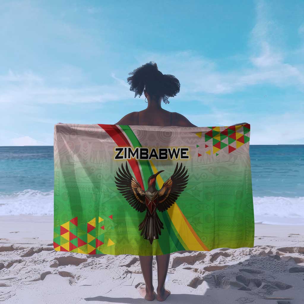 Vibe Zimbabwe Sarong Tribal-Inspired Background with Geometric Flag Color Design TS04
