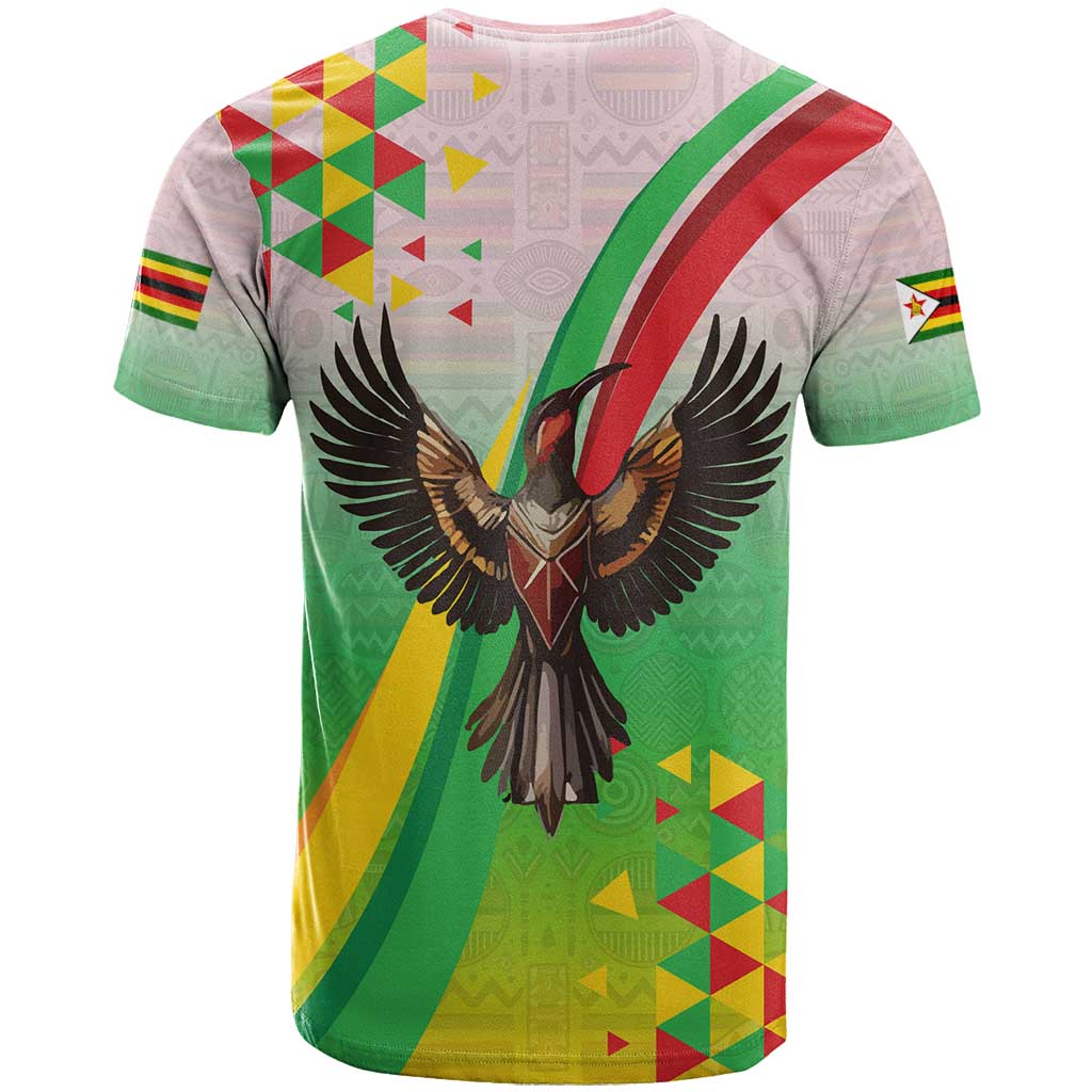 Vibe Zimbabwe T shirt Tribal-Inspired Background with Geometric Flag Color Design TS04