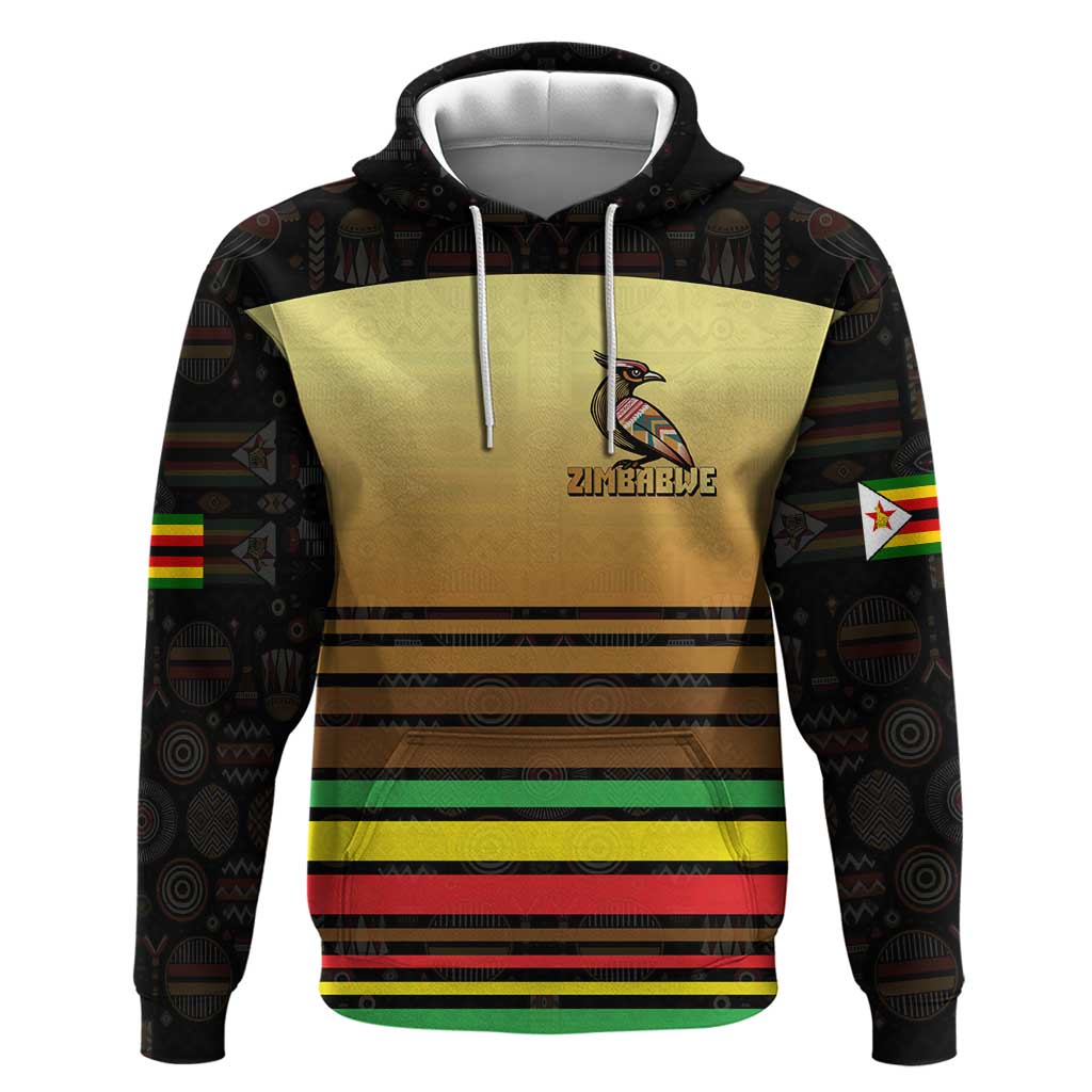 Zimbabwe Pride Hoodie Zimbabwean Bird, Tribal Patterns and Pan-African Colors TS04