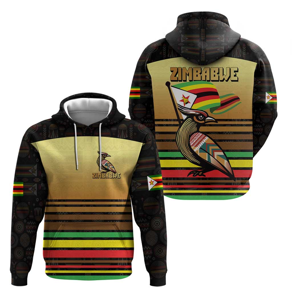 Zimbabwe Pride Hoodie Zimbabwean Bird, Tribal Patterns and Pan-African Colors TS04