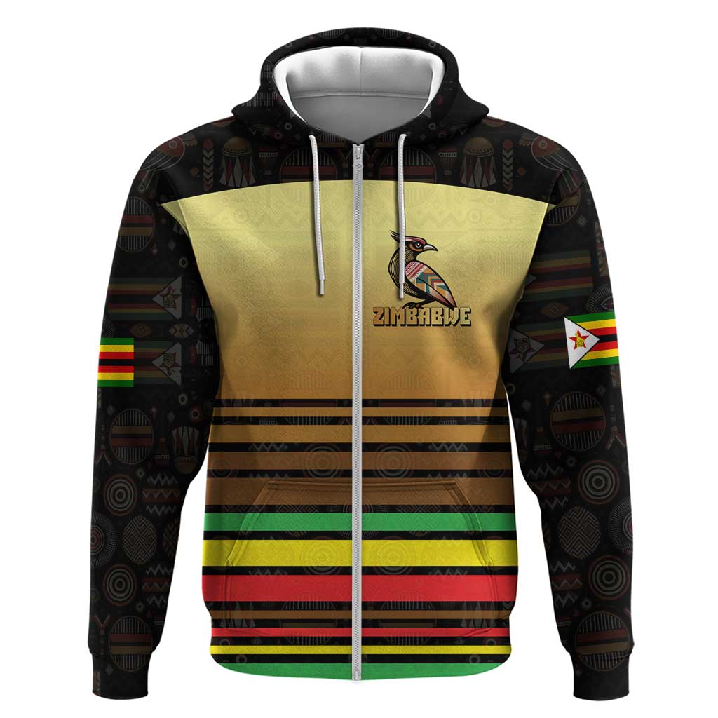 Zimbabwe Pride Hoodie Zimbabwean Bird, Tribal Patterns and Pan-African Colors TS04