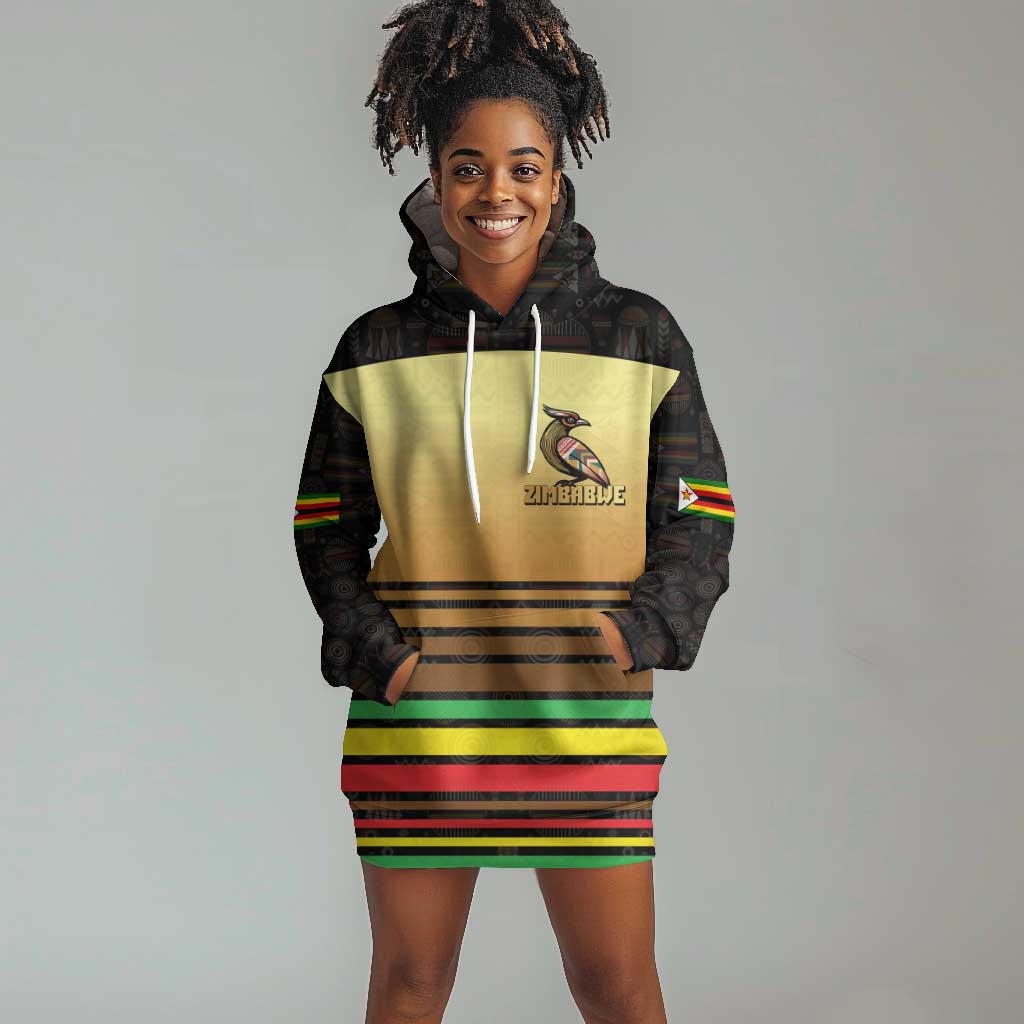 Pride Zimbabwe Hoodie Dress Zimbabwean Bird, Tribal Patterns and Pan-African Colors TS04