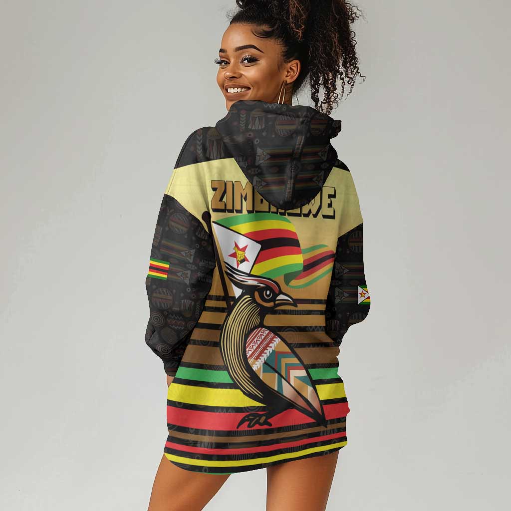 Pride Zimbabwe Hoodie Dress Zimbabwean Bird, Tribal Patterns and Pan-African Colors TS04