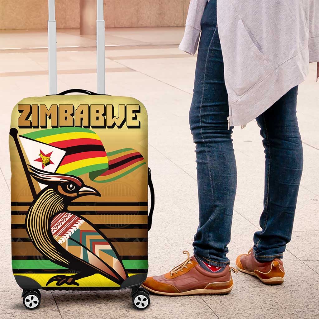 Zimbabwe Pride Luggage Cover Zimbabwean Bird, Tribal Patterns and Pan-African Colors TS04