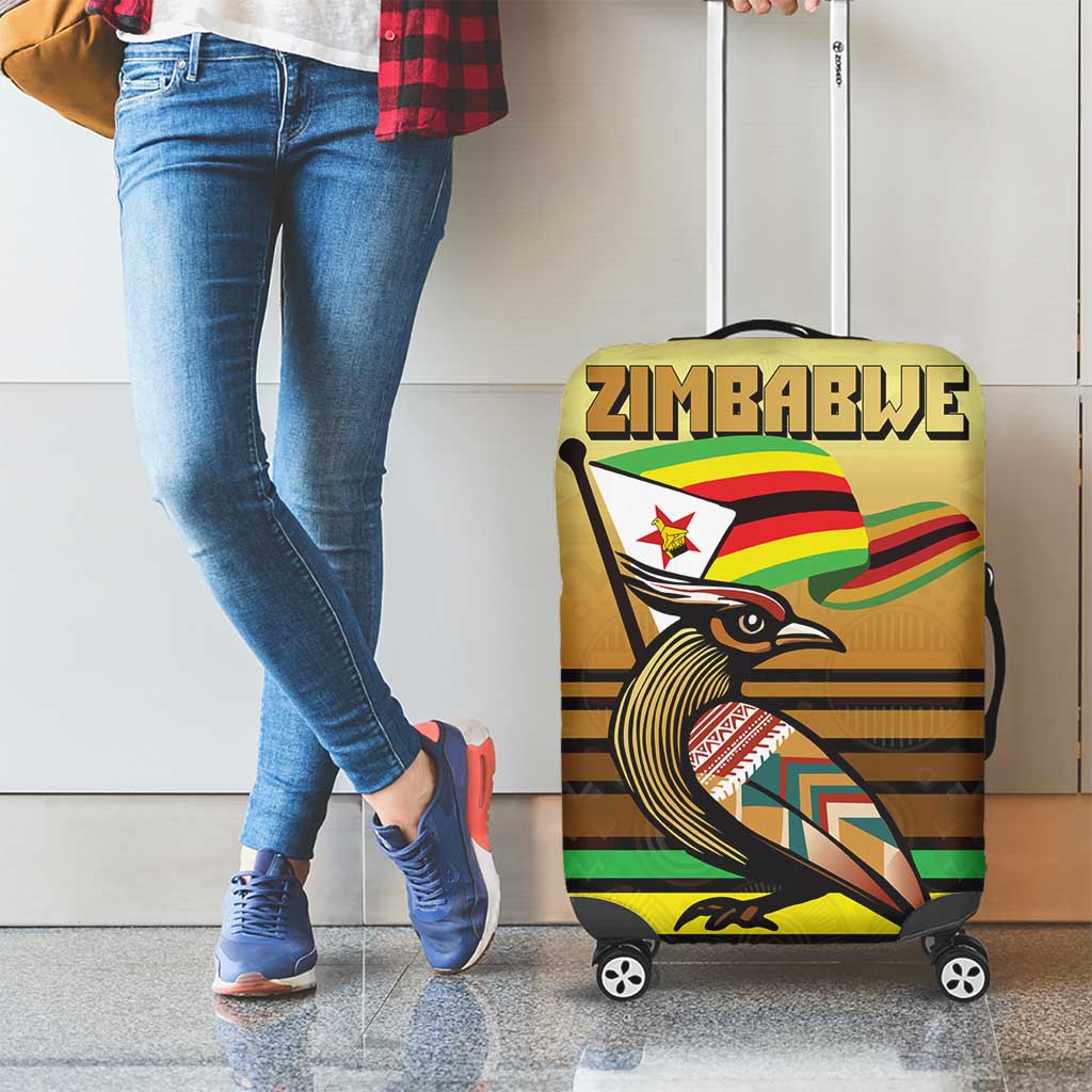 Zimbabwe Pride Luggage Cover Zimbabwean Bird, Tribal Patterns and Pan-African Colors TS04