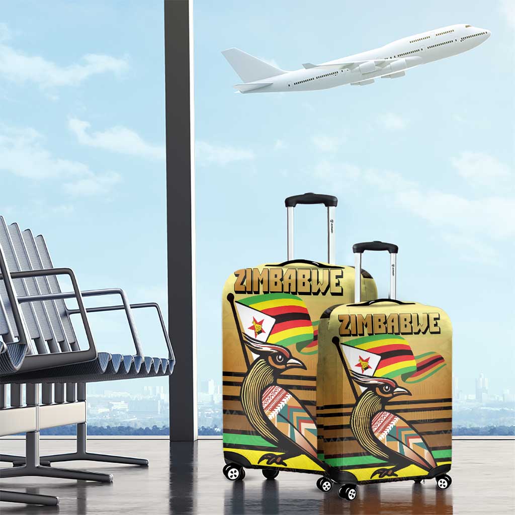 Zimbabwe Pride Luggage Cover Zimbabwean Bird, Tribal Patterns and Pan-African Colors TS04