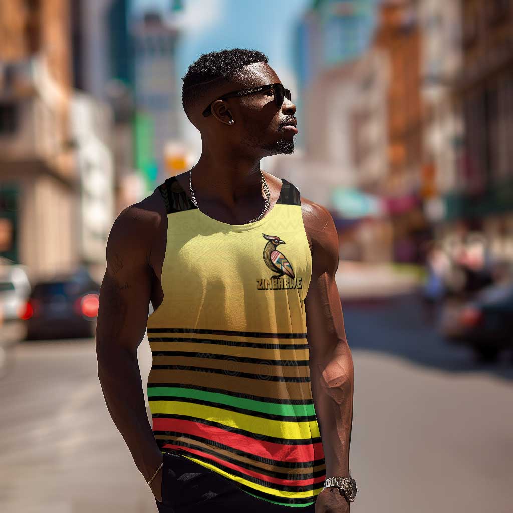 Pride Zimbabwe Men Tank Top Zimbabwean Bird, Tribal Patterns and Pan-African Colors TS04