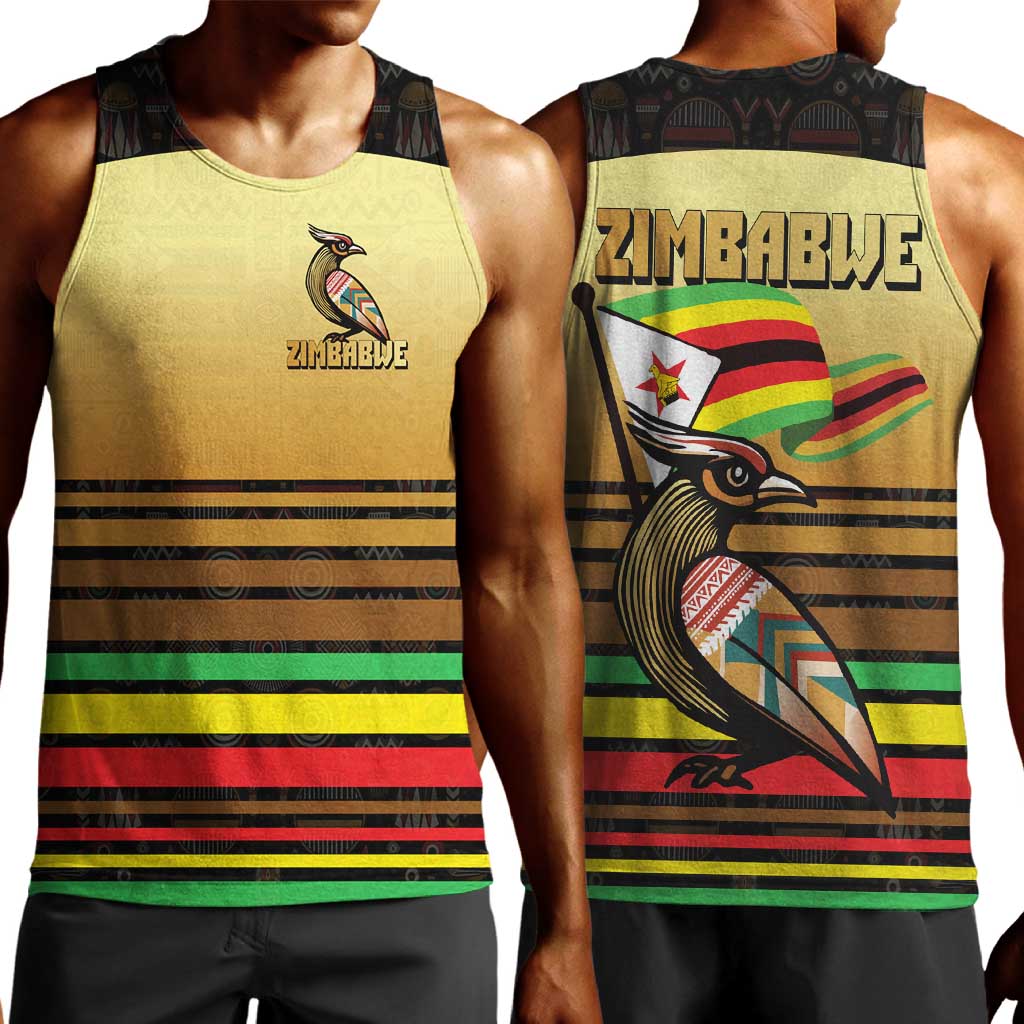 Pride Zimbabwe Men Tank Top Zimbabwean Bird, Tribal Patterns and Pan-African Colors TS04