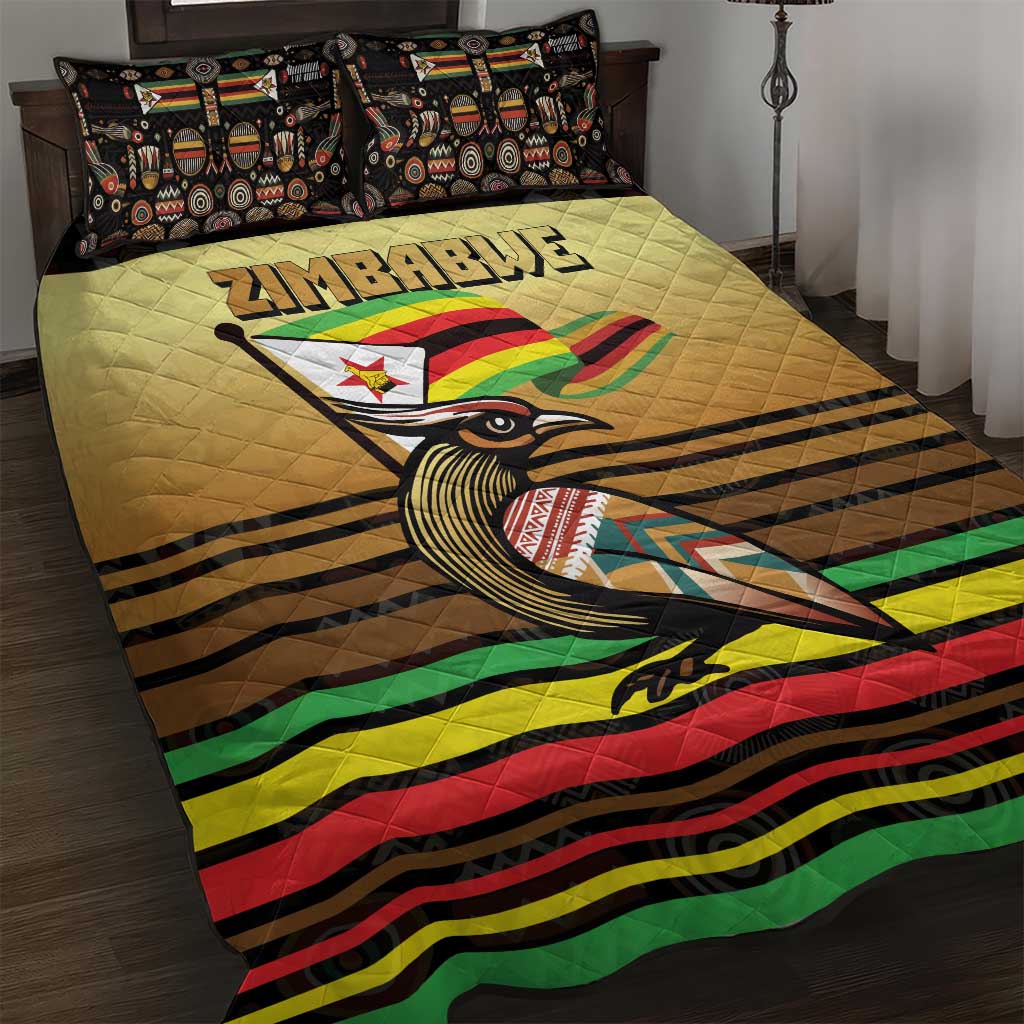 Pride Zimbabwe Quilt Bed Set Zimbabwean Bird, Tribal Patterns and Pan-African Colors TS04