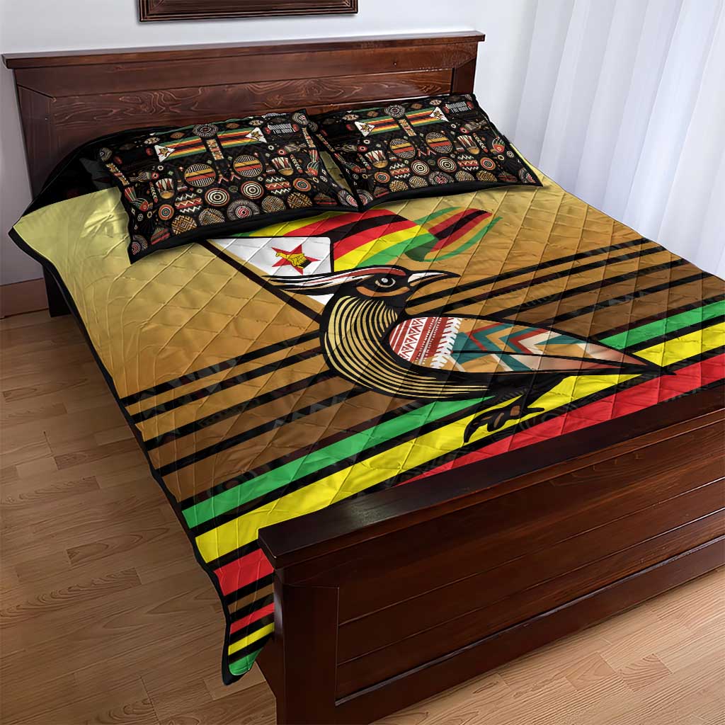 Pride Zimbabwe Quilt Bed Set Zimbabwean Bird, Tribal Patterns and Pan-African Colors TS04