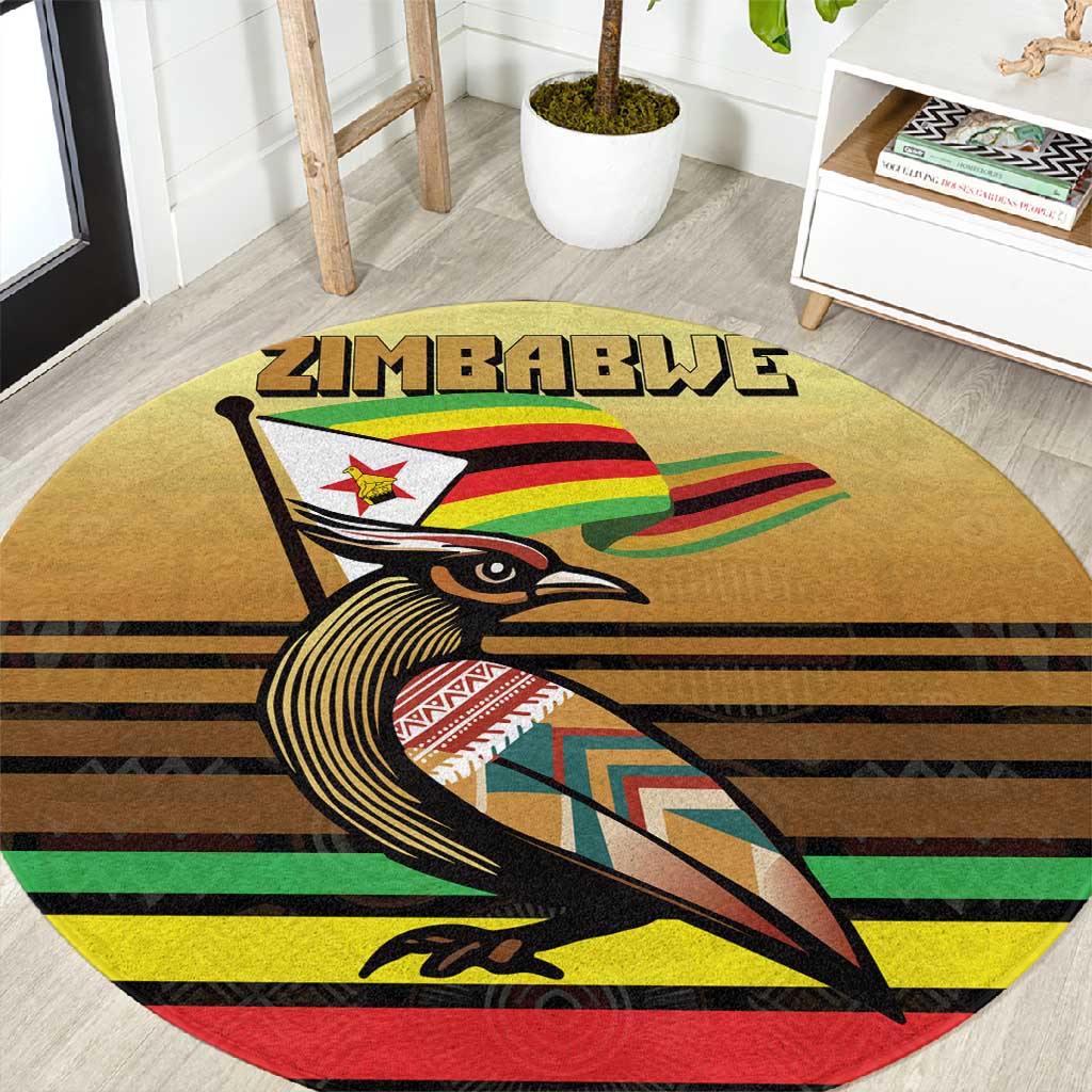 Pride Zimbabwe Round Carpet Zimbabwean Bird, Tribal Patterns and Pan-African Colors TS04