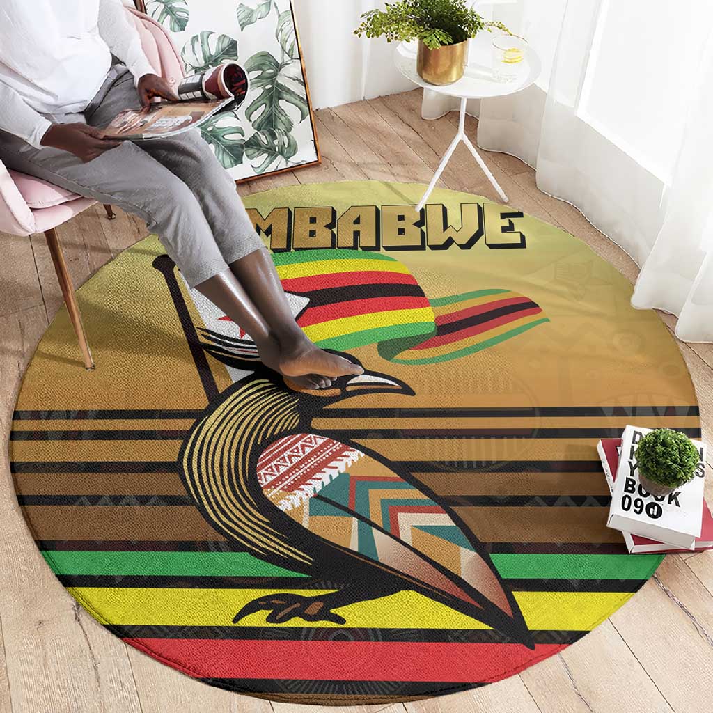 Pride Zimbabwe Round Carpet Zimbabwean Bird, Tribal Patterns and Pan-African Colors TS04