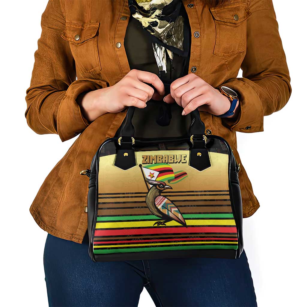 Zimbabwe Pride Shoulder Handbag Zimbabwean Bird, Tribal Patterns and Pan-African Colors TS04