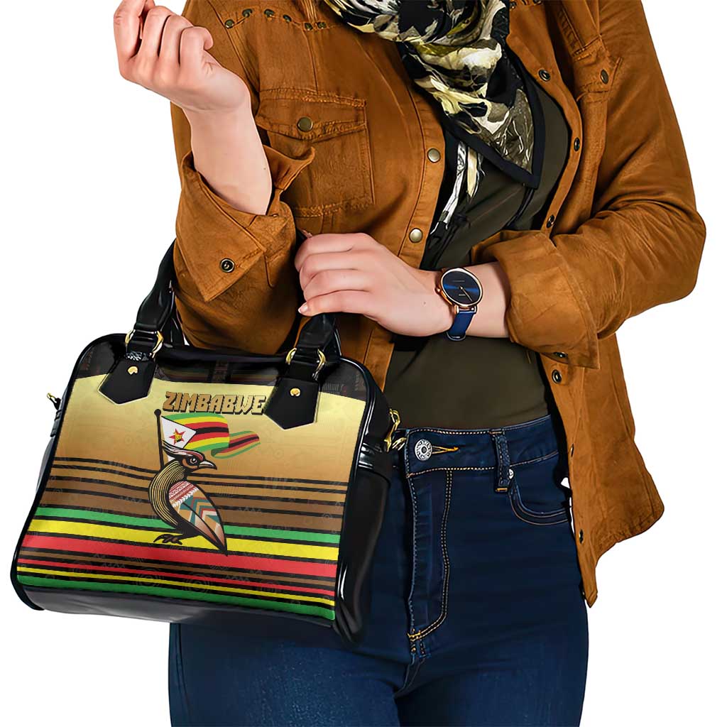 Zimbabwe Pride Shoulder Handbag Zimbabwean Bird, Tribal Patterns and Pan-African Colors TS04