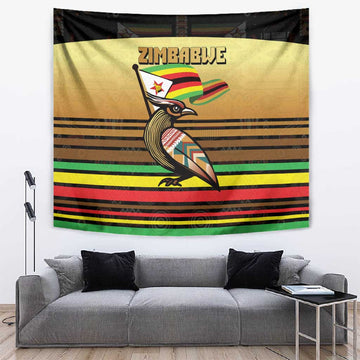 Pride Zimbabwe Tapestry Zimbabwean Bird, Tribal Patterns and Pan-African Colors TS04