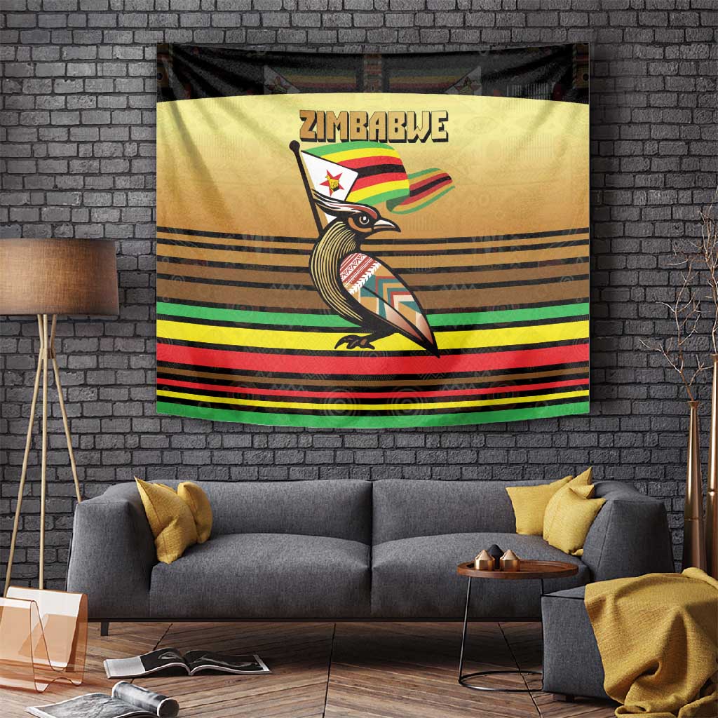 Pride Zimbabwe Tapestry Zimbabwean Bird, Tribal Patterns and Pan-African Colors TS04