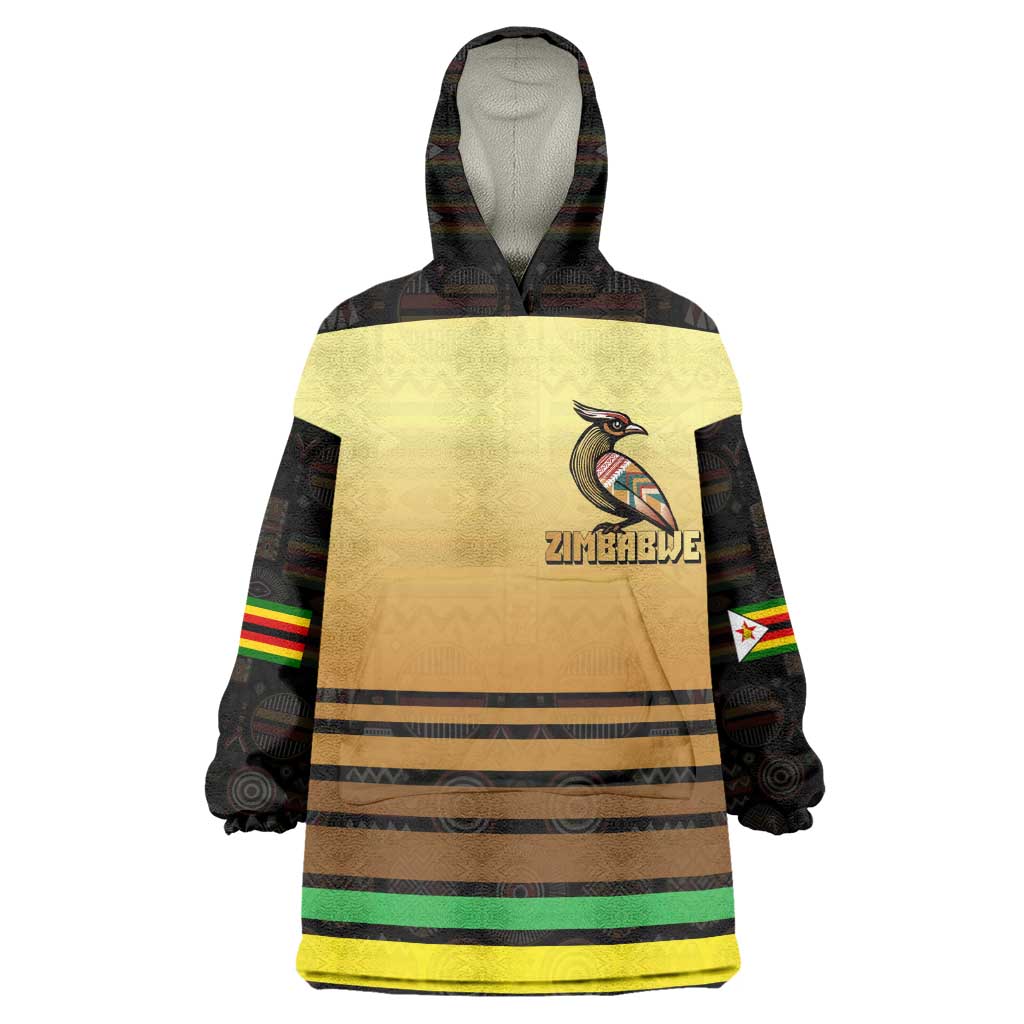 Pride Zimbabwe Wearable Blanket Hoodie Zimbabwean Bird, Tribal Patterns and Pan-African Colors TS04