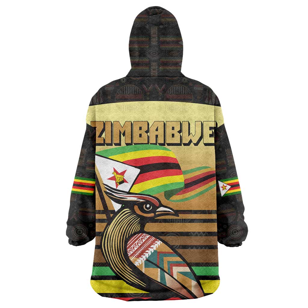 Pride Zimbabwe Wearable Blanket Hoodie Zimbabwean Bird, Tribal Patterns and Pan-African Colors TS04