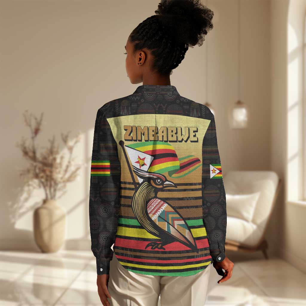Pride Zimbabwe Women Casual Shirt Zimbabwean Bird, Tribal Patterns and Pan-African Colors TS04