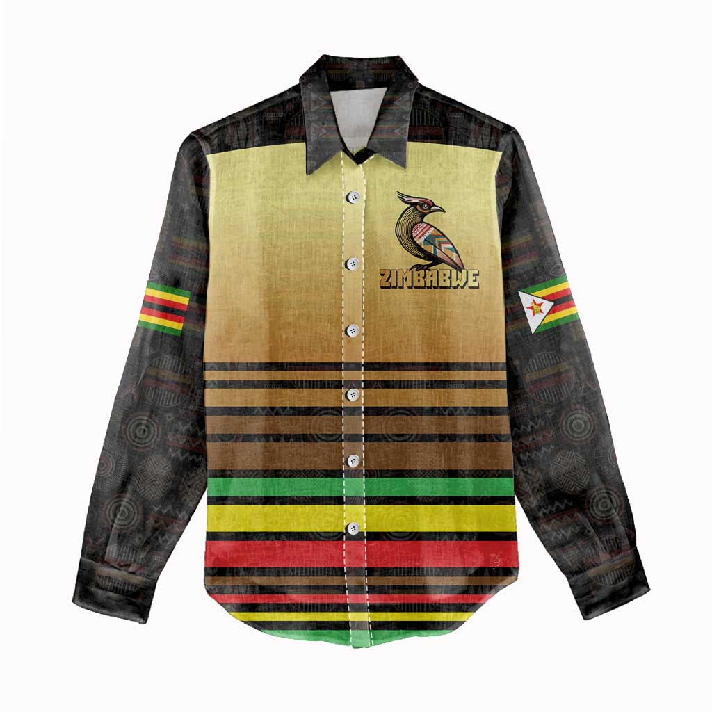 Pride Zimbabwe Women Casual Shirt Zimbabwean Bird, Tribal Patterns and Pan-African Colors TS04