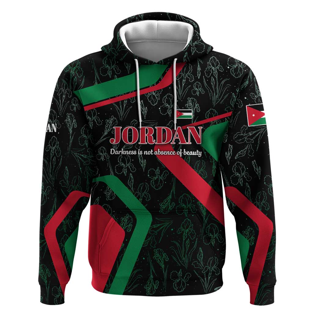 Jordan Black Iris Hoodie with Flag Colors and Cultural Quote TS04