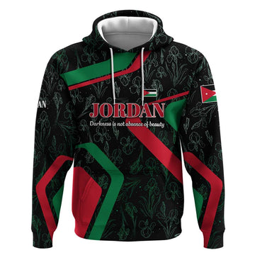Jordan Black Iris Hoodie with Flag Colors and Cultural Quote TS04