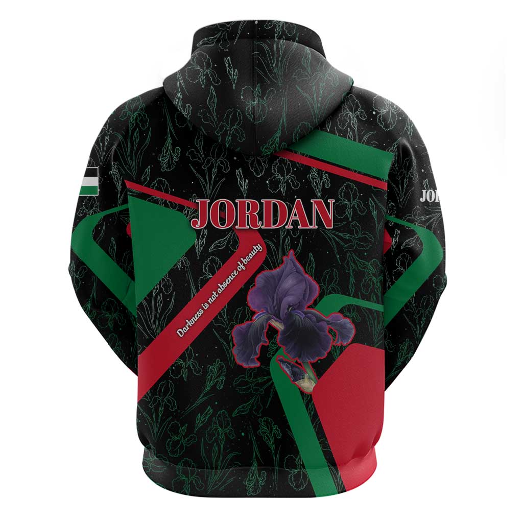 Jordan Black Iris Hoodie with Flag Colors and Cultural Quote TS04