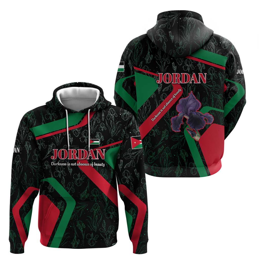 Jordan Black Iris Hoodie with Flag Colors and Cultural Quote TS04