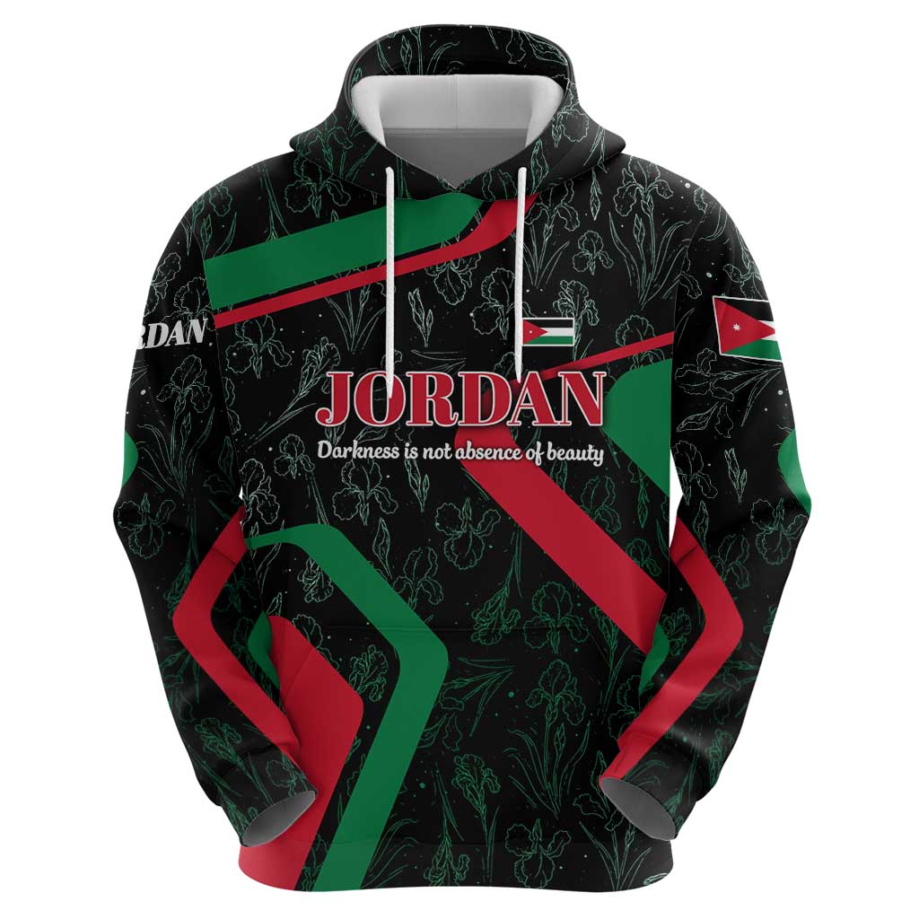 Jordan Black Iris Hoodie with Flag Colors and Cultural Quote TS04