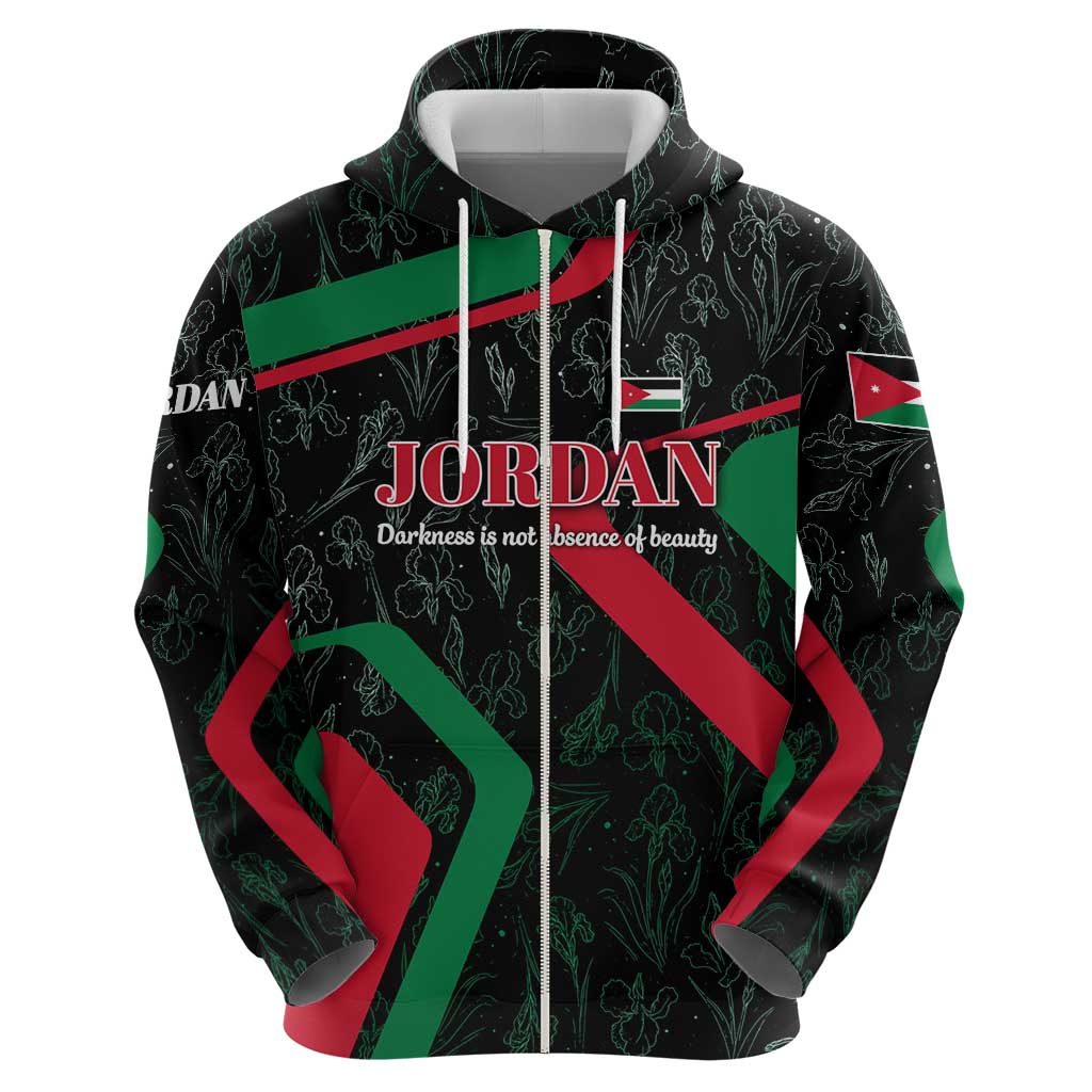 Jordan Black Iris Hoodie with Flag Colors and Cultural Quote TS04