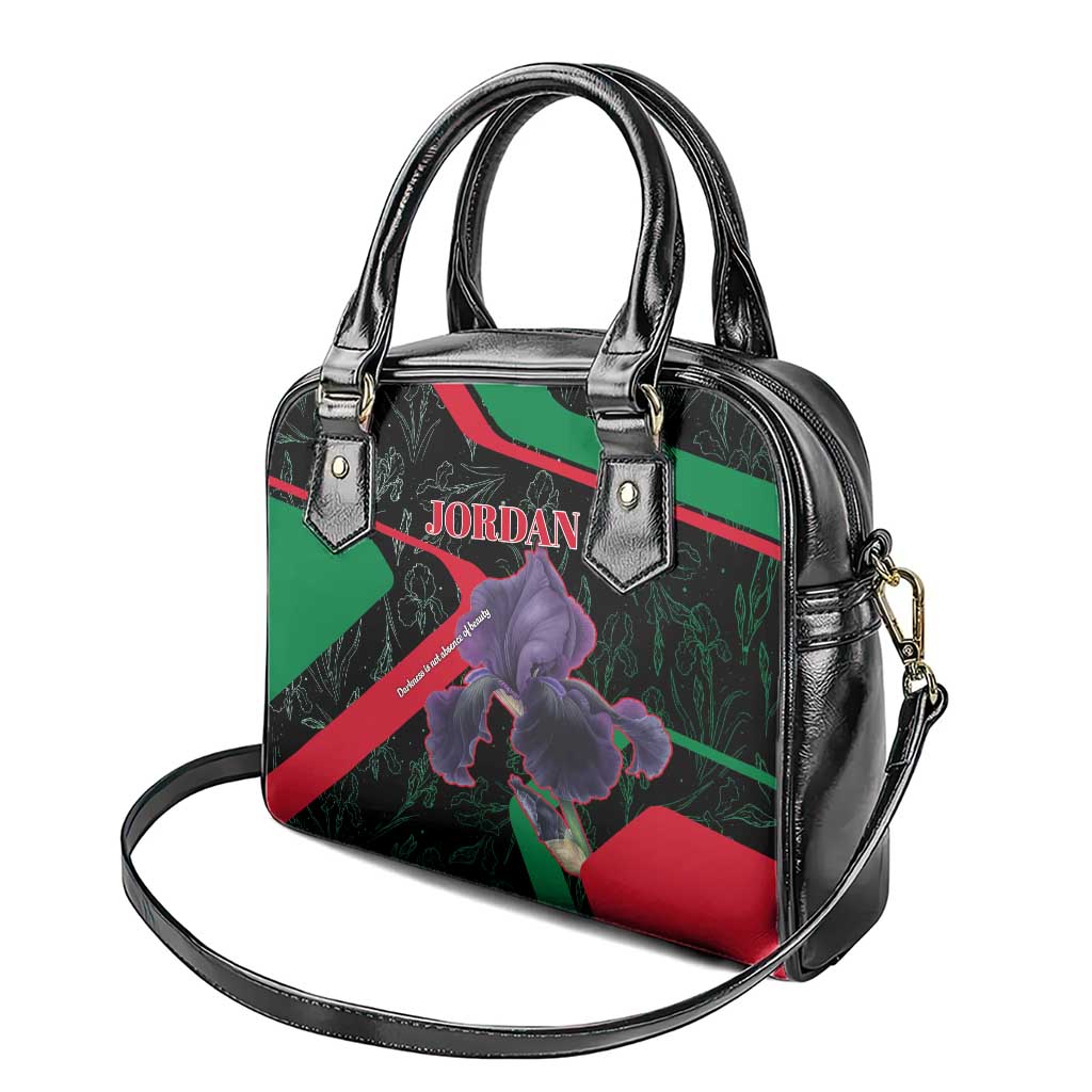 Jordan Black Iris Shoulder Handbag with Flag Colors and Cultural Quote TS04