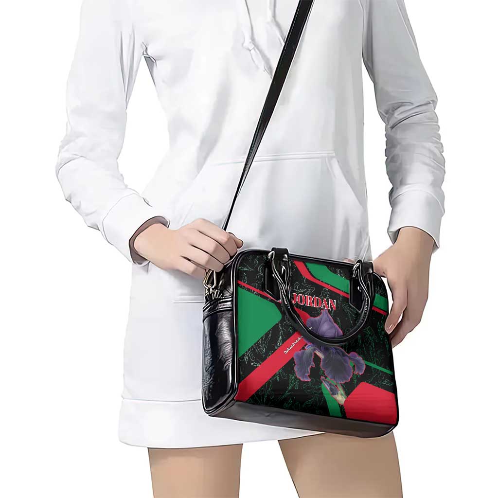Jordan Black Iris Shoulder Handbag with Flag Colors and Cultural Quote TS04