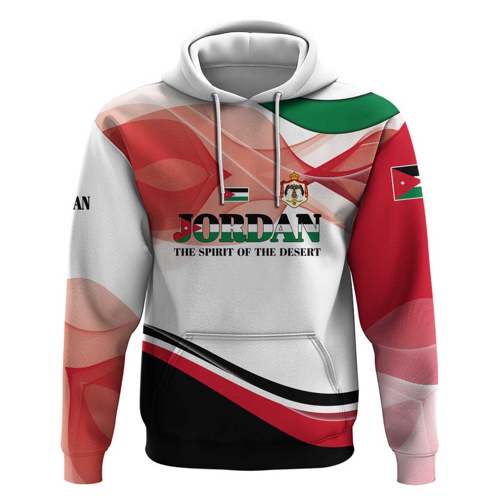 Jordan Emblem Hoodie with Flag Colors and Desert Spirit Quote TS04