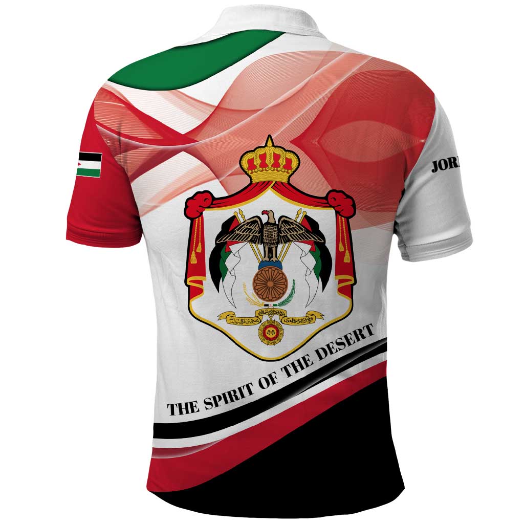 Jordan Emblem Polo Shirt with Flag Colors and Desert Spirit Quote TS04