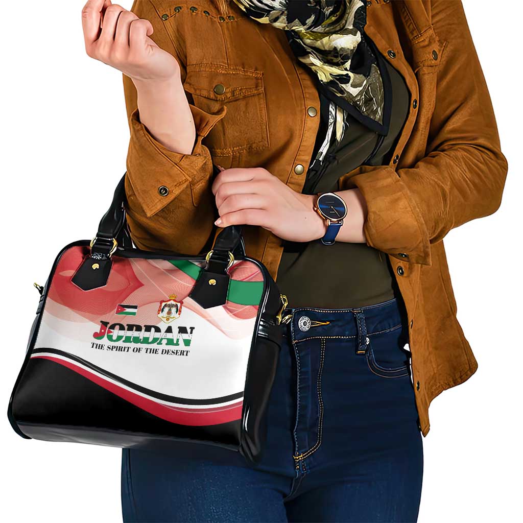 Jordan Emblem Shoulder Handbag with Flag Colors and Desert Spirit Quote TS04
