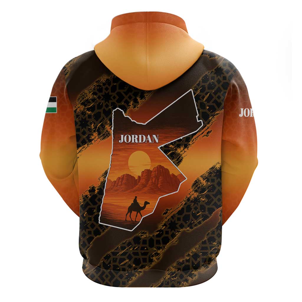 Jordan Desert Sunset Hoodie with Camel and Traditional Geometric Pattern TS04