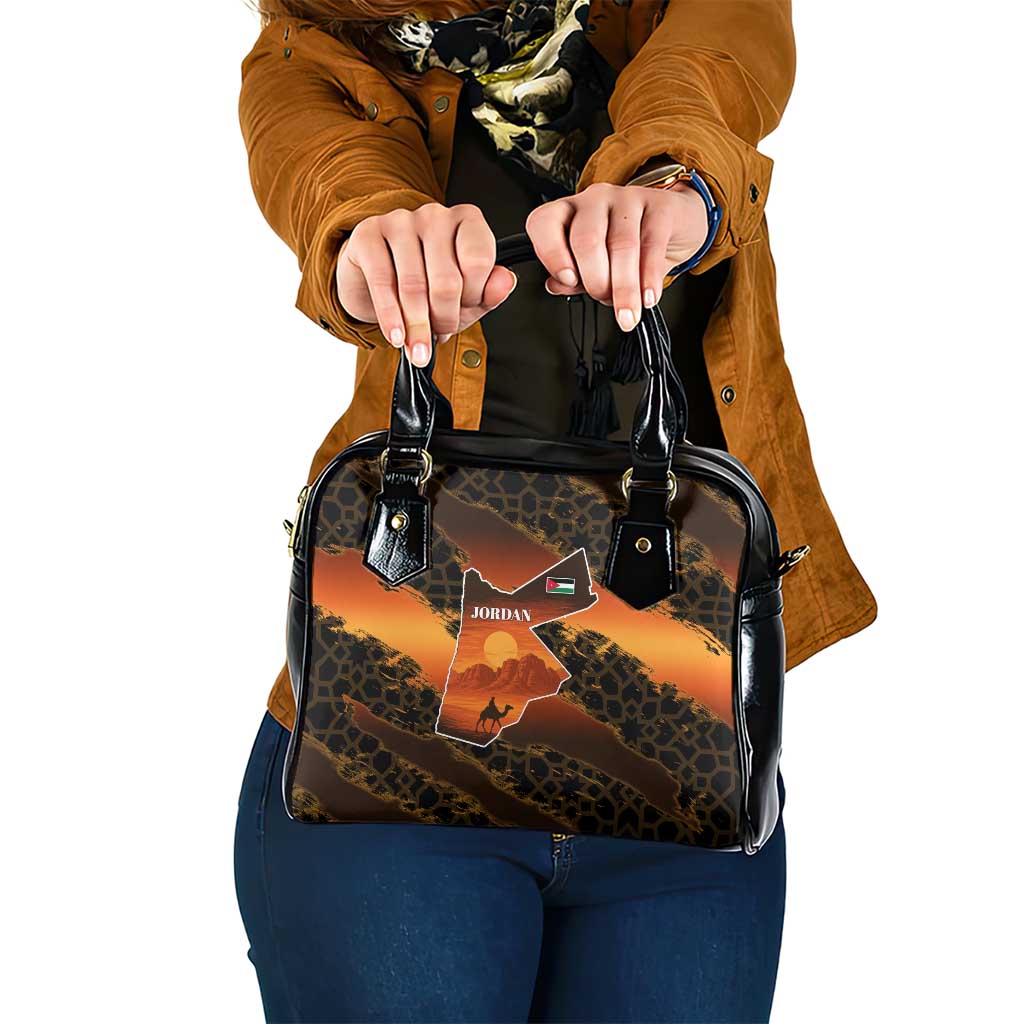 Jordan Desert Sunset Shoulder Handbag with Camel and Traditional Geometric Pattern TS04