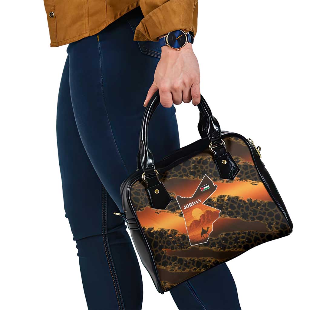Jordan Desert Sunset Shoulder Handbag with Camel and Traditional Geometric Pattern TS04
