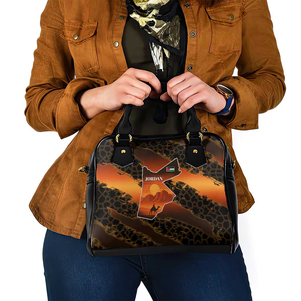 Jordan Desert Sunset Shoulder Handbag with Camel and Traditional Geometric Pattern TS04