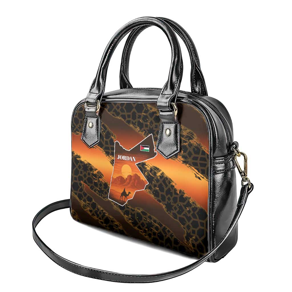 Jordan Desert Sunset Shoulder Handbag with Camel and Traditional Geometric Pattern TS04