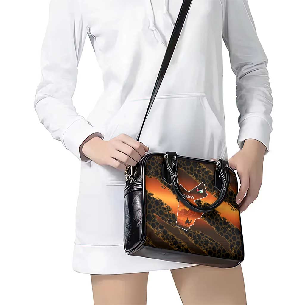Jordan Desert Sunset Shoulder Handbag with Camel and Traditional Geometric Pattern TS04