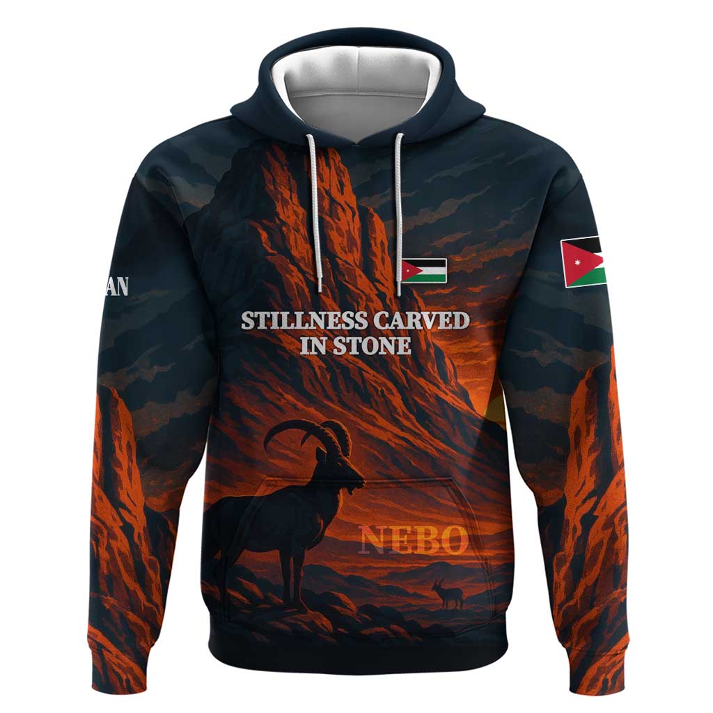 Jordan Nebo Mountain Hoodie with Ibex and Desert Rock Landscape TS04