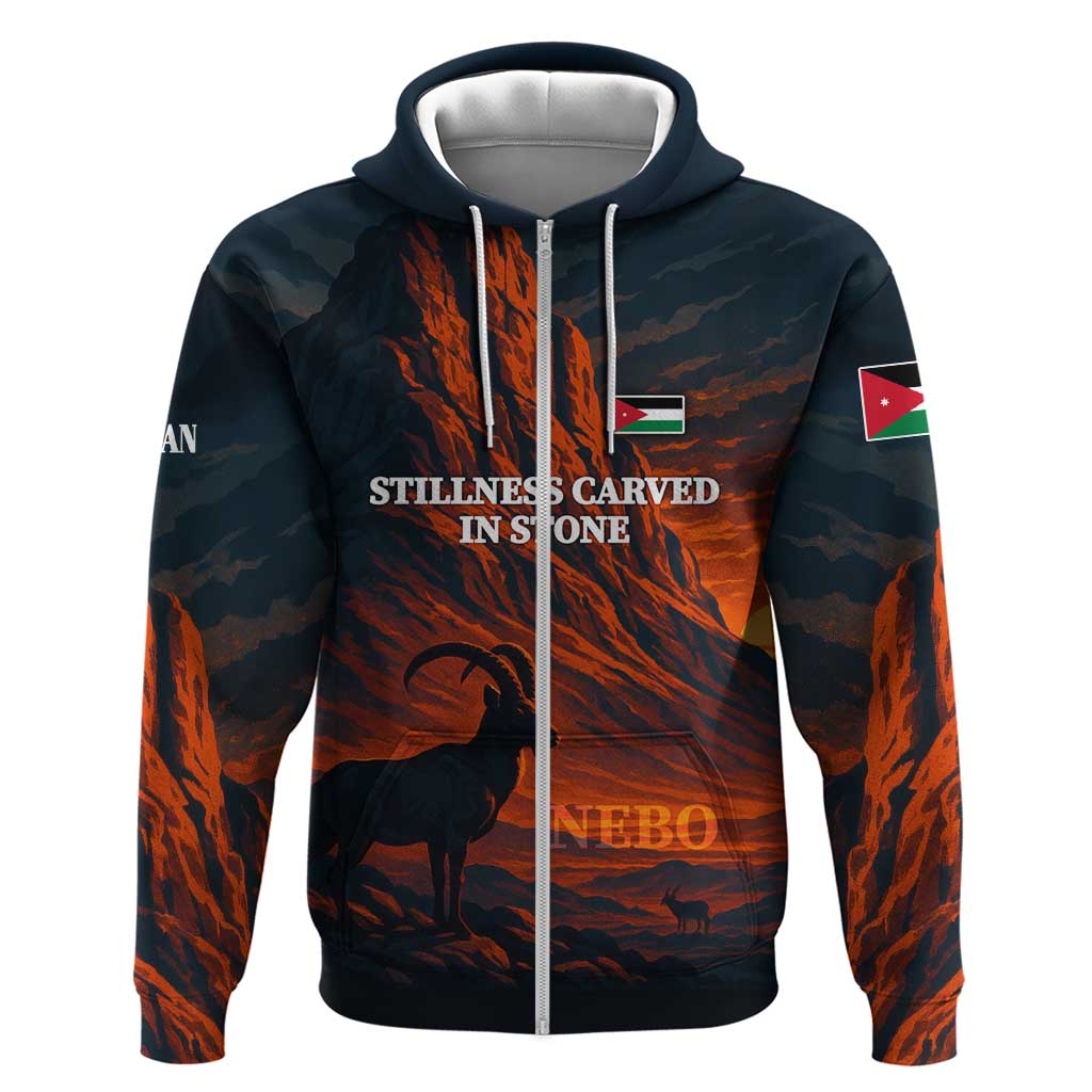 Jordan Nebo Mountain Hoodie with Ibex and Desert Rock Landscape TS04
