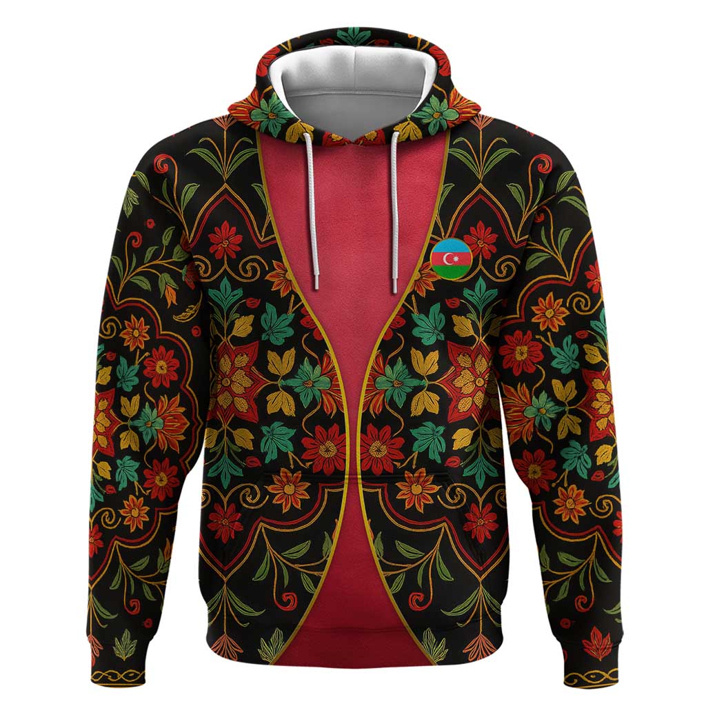 Azerbaijan Folk Floral Hoodie with Traditional Carpet-Inspired Pattern TS04