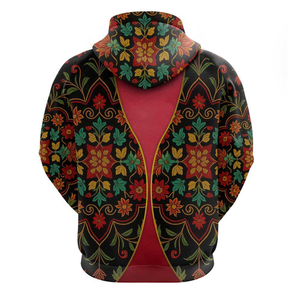 Azerbaijan Folk Floral Hoodie with Traditional Carpet-Inspired Pattern TS04