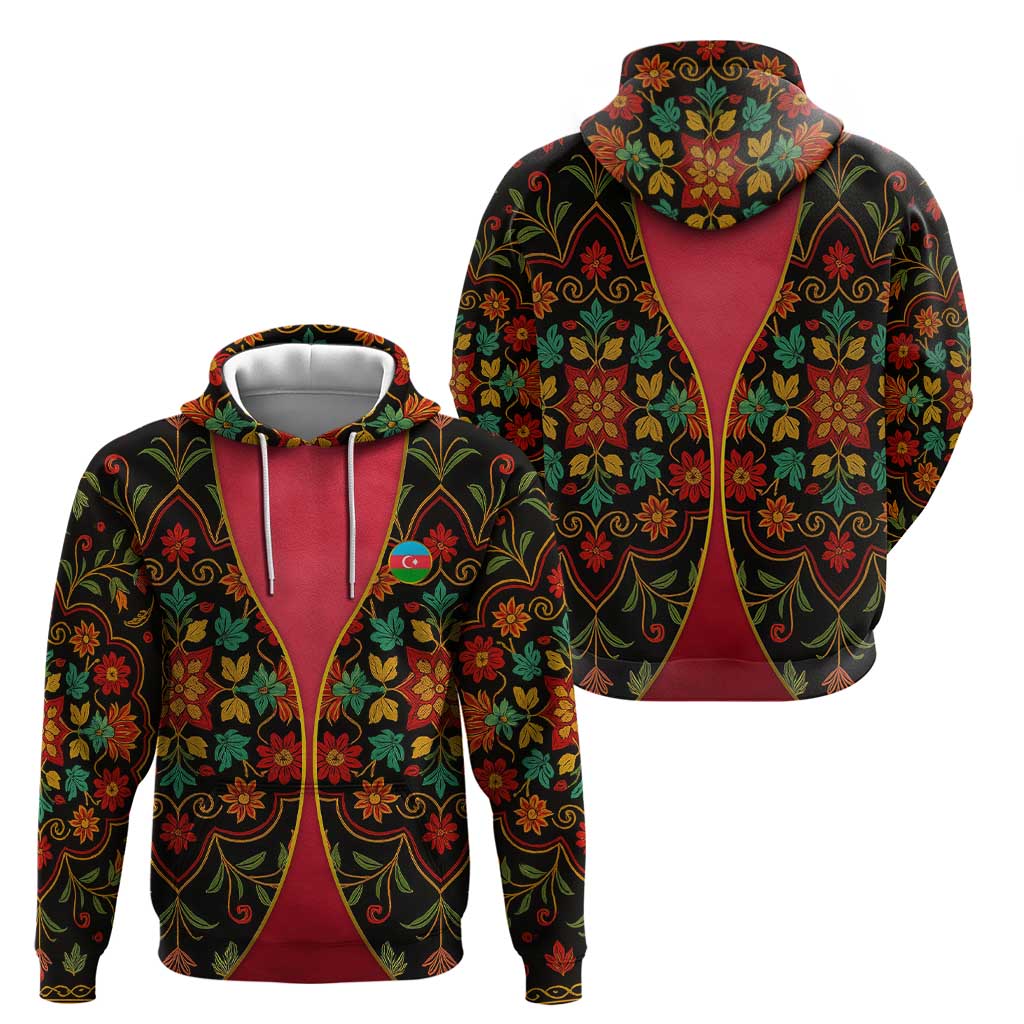 Azerbaijan Folk Floral Hoodie with Traditional Carpet-Inspired Pattern TS04