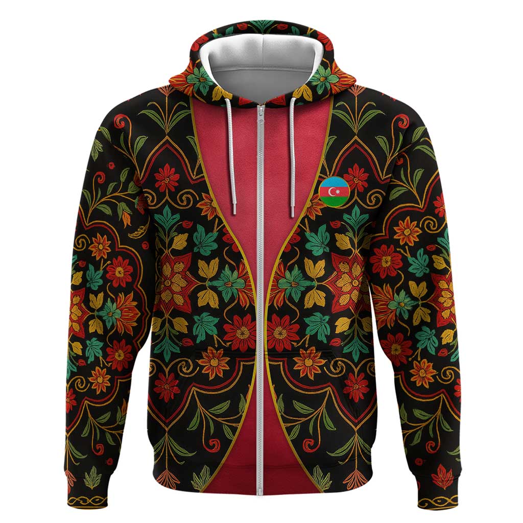 Azerbaijan Folk Floral Hoodie with Traditional Carpet-Inspired Pattern TS04