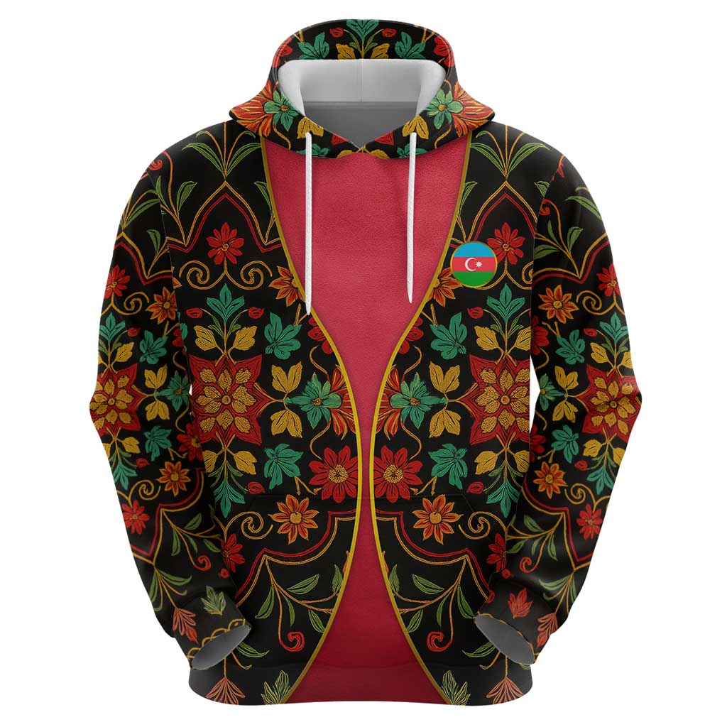Azerbaijan Folk Floral Hoodie with Traditional Carpet-Inspired Pattern TS04