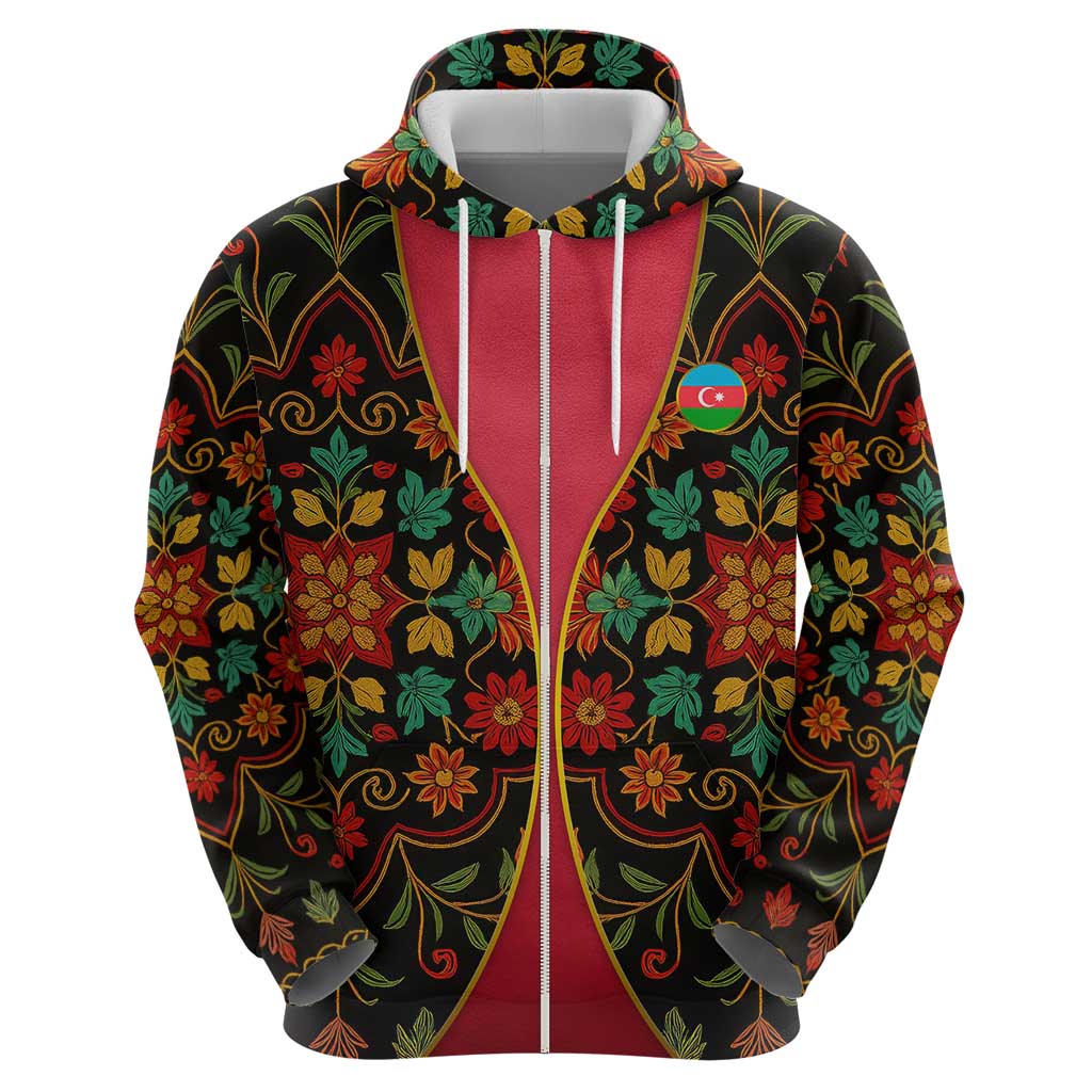 Azerbaijan Folk Floral Hoodie with Traditional Carpet-Inspired Pattern TS04